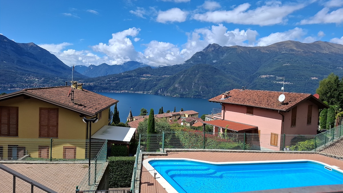 Veranda coperta con barbecue in pietra